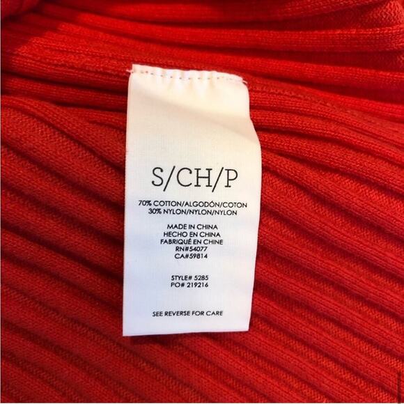 Cabi bright orange trumpet sleeve ribbed snap front cardigan size Small #5285 - Picture 8 of 16